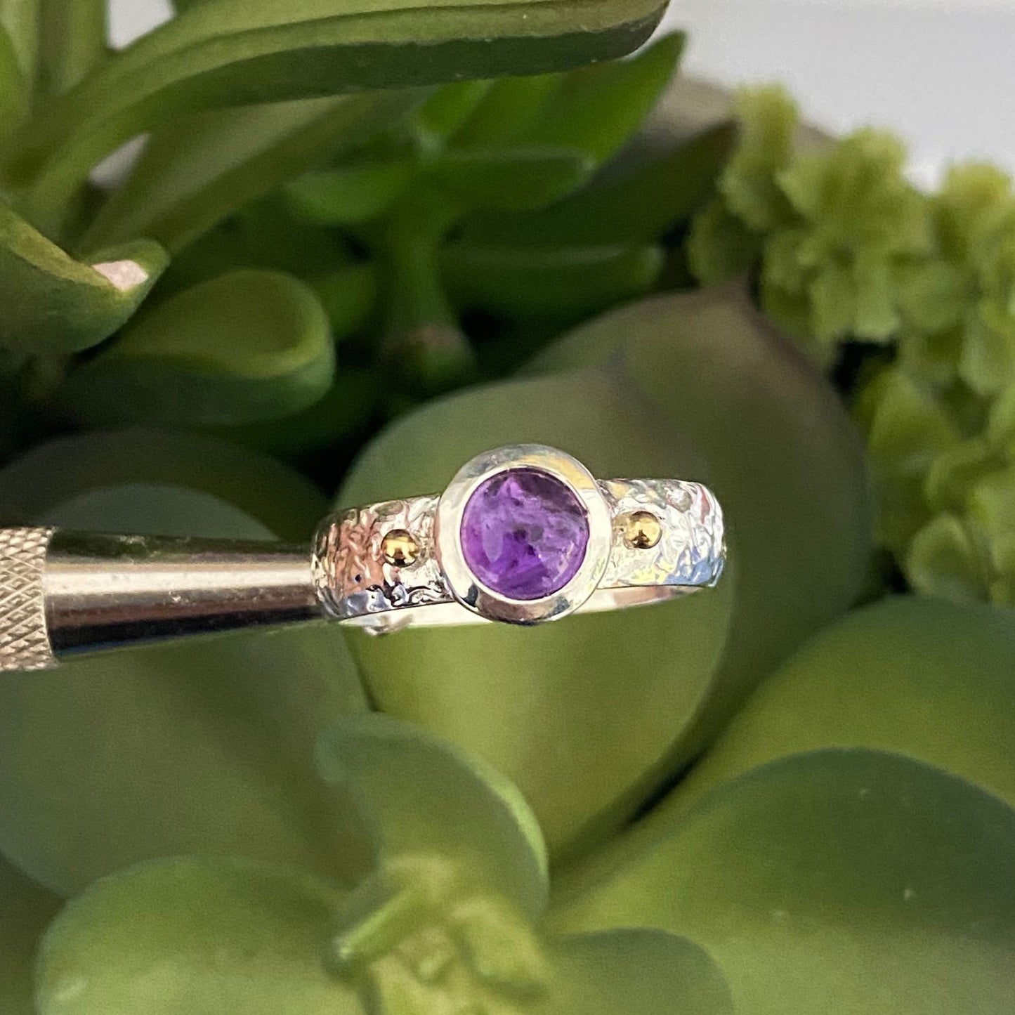 Amethyst Cabochon Silver Ring