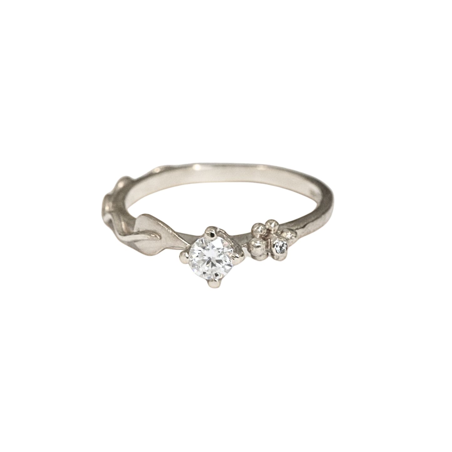 Dainty Gold Ariel Leaf Engagement Ring, Nature Inspired Moissanite Leaf Ring