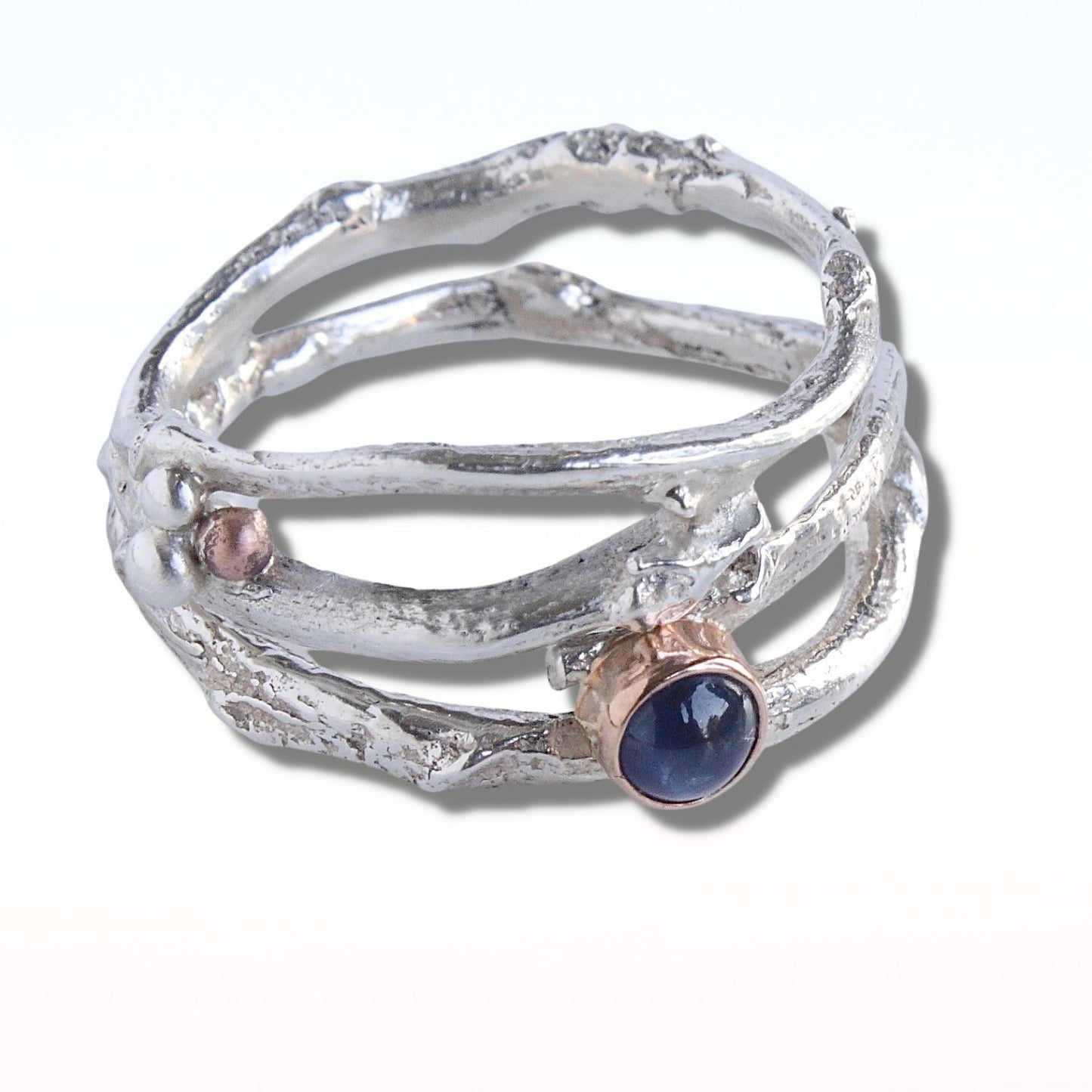 Sapphire Woodland Twig Ring, Cabochon Sapphire Engagement Ring