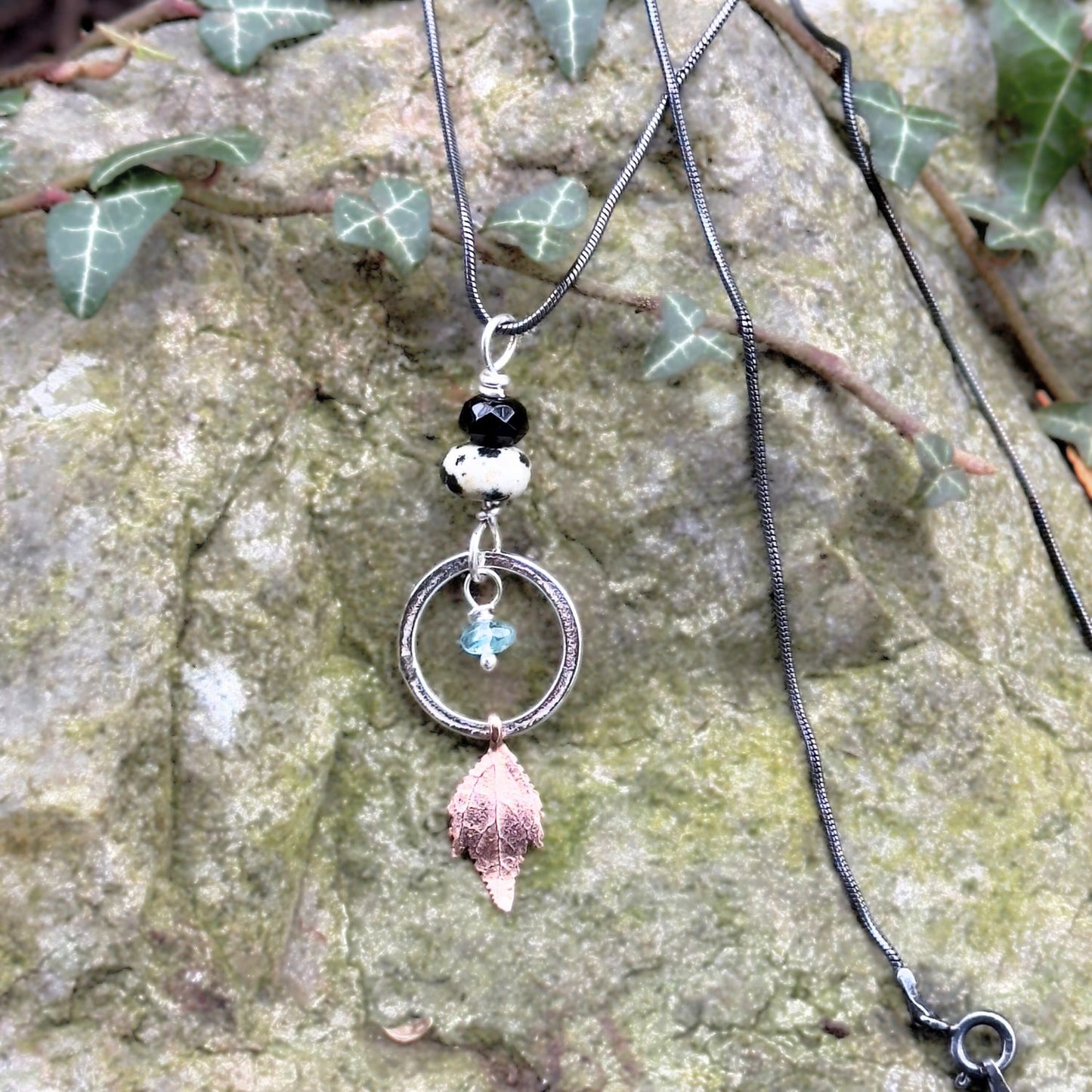 Silver Dreamcatcher Leaf Necklace