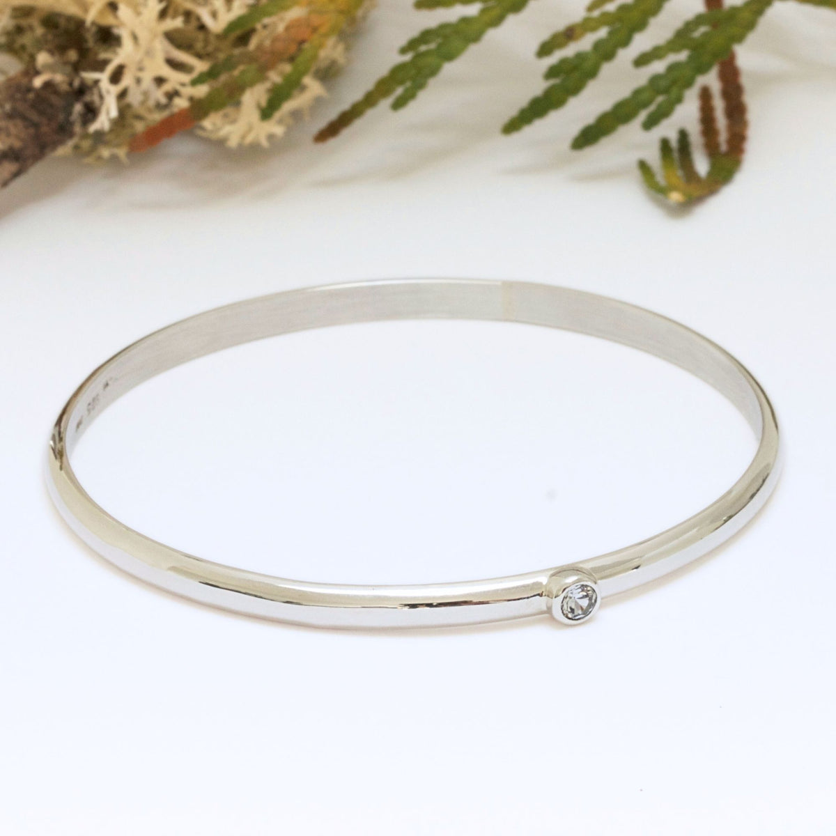 The Polished Birthstone Bangle in Sterling Silver