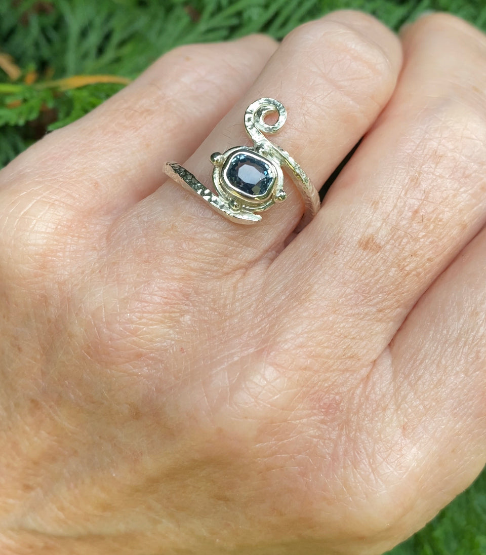 Montana Teal Cushion Sapphire White Gold Engagement Ring