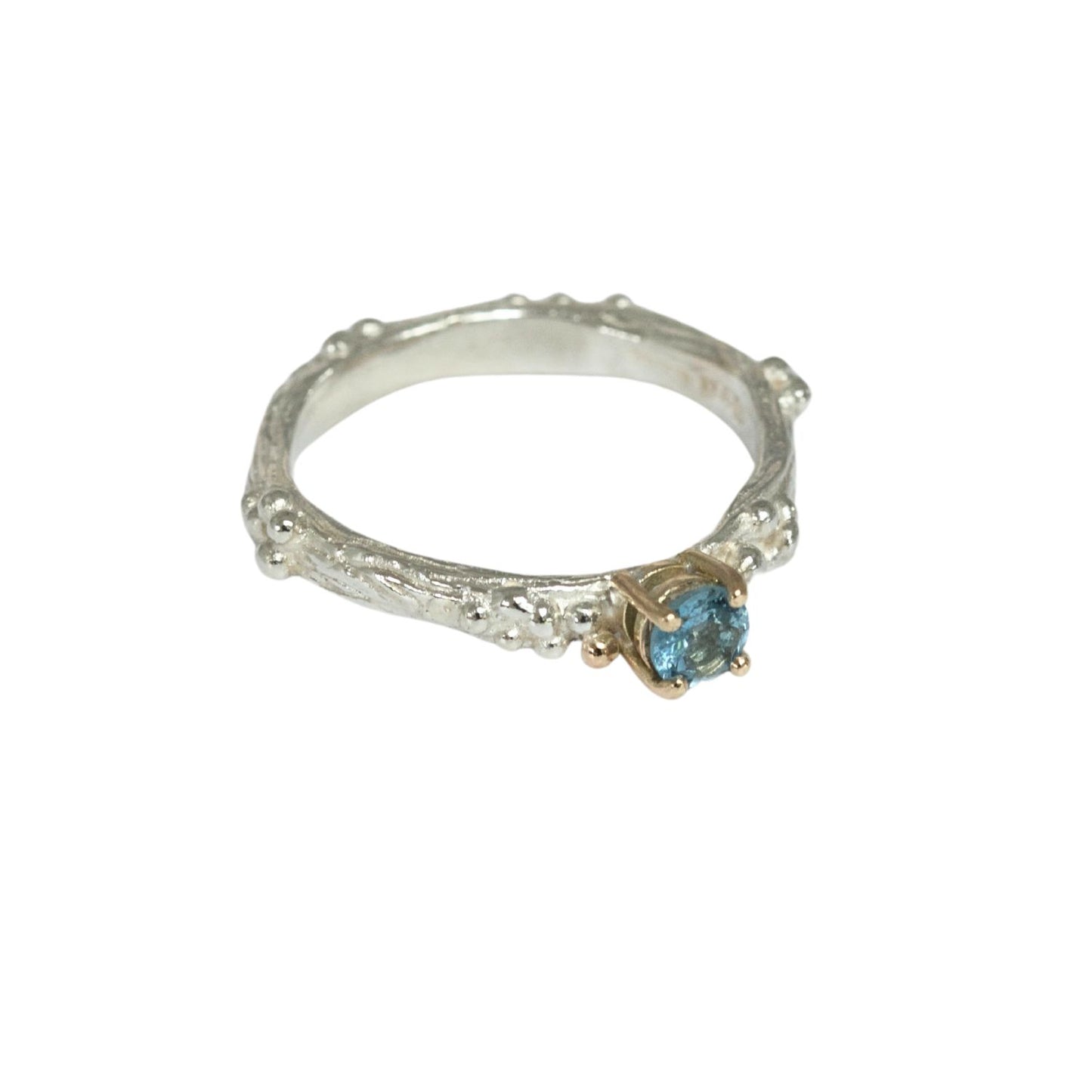 Aquamarine Silver and Gold Nature Organic Ring