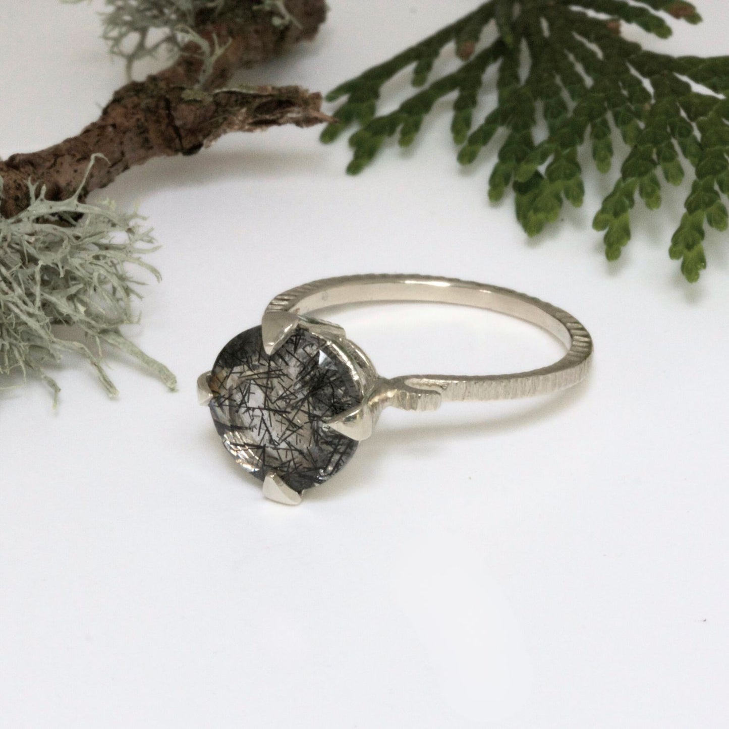 Rutilated Quartz White Gold Ring