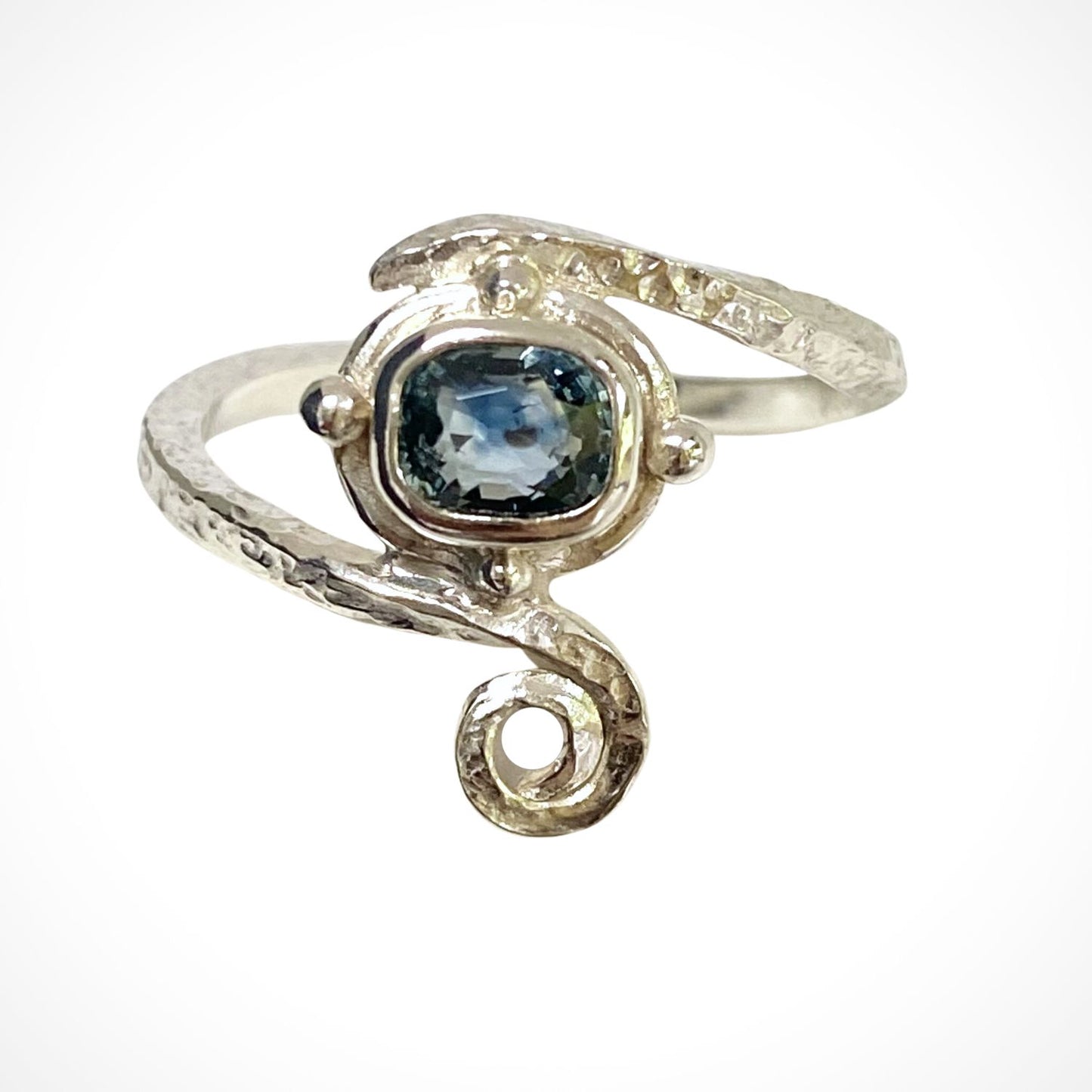 Montana Teal Cushion Sapphire White Gold Engagement Ring