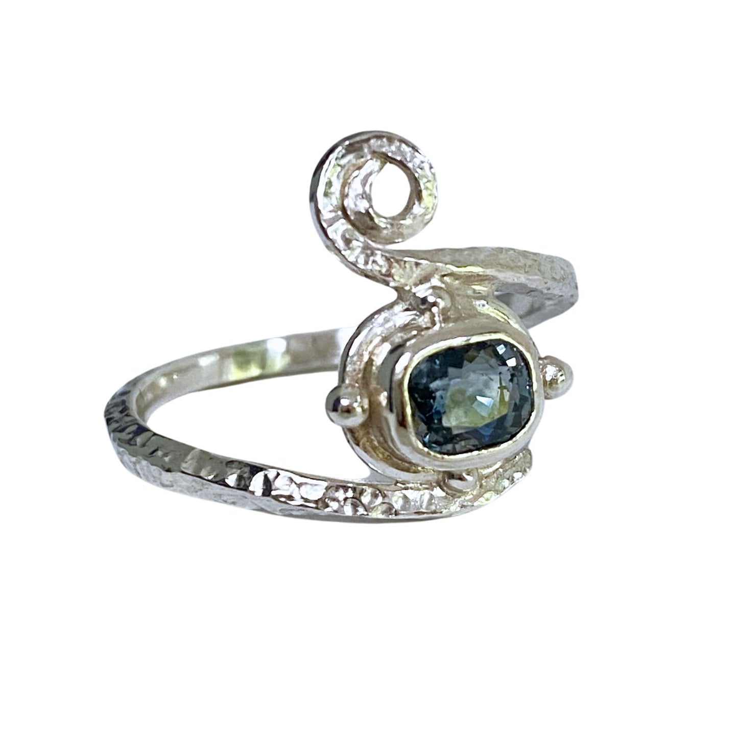 Montana Teal Cushion Sapphire White Gold Engagement Ring