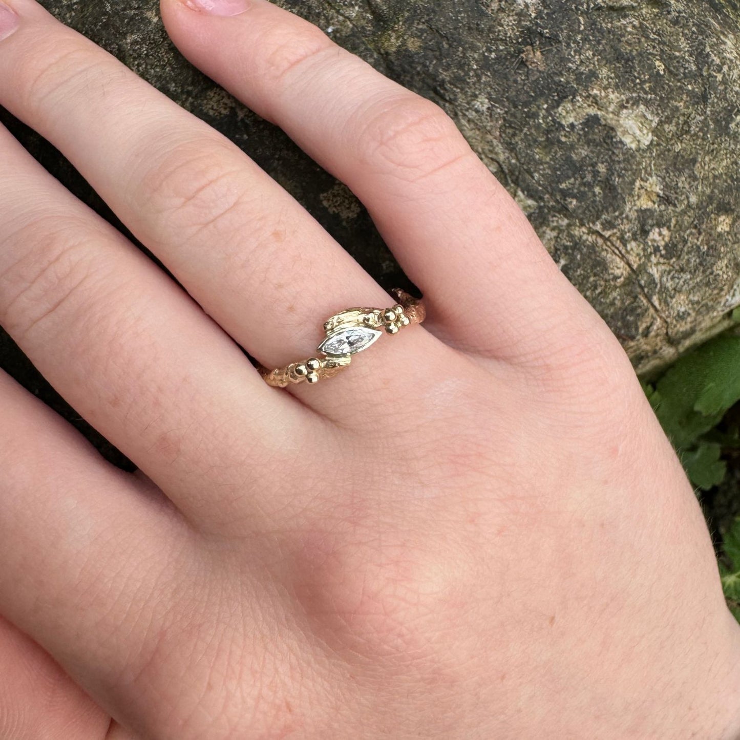 diamond nature engagement ring