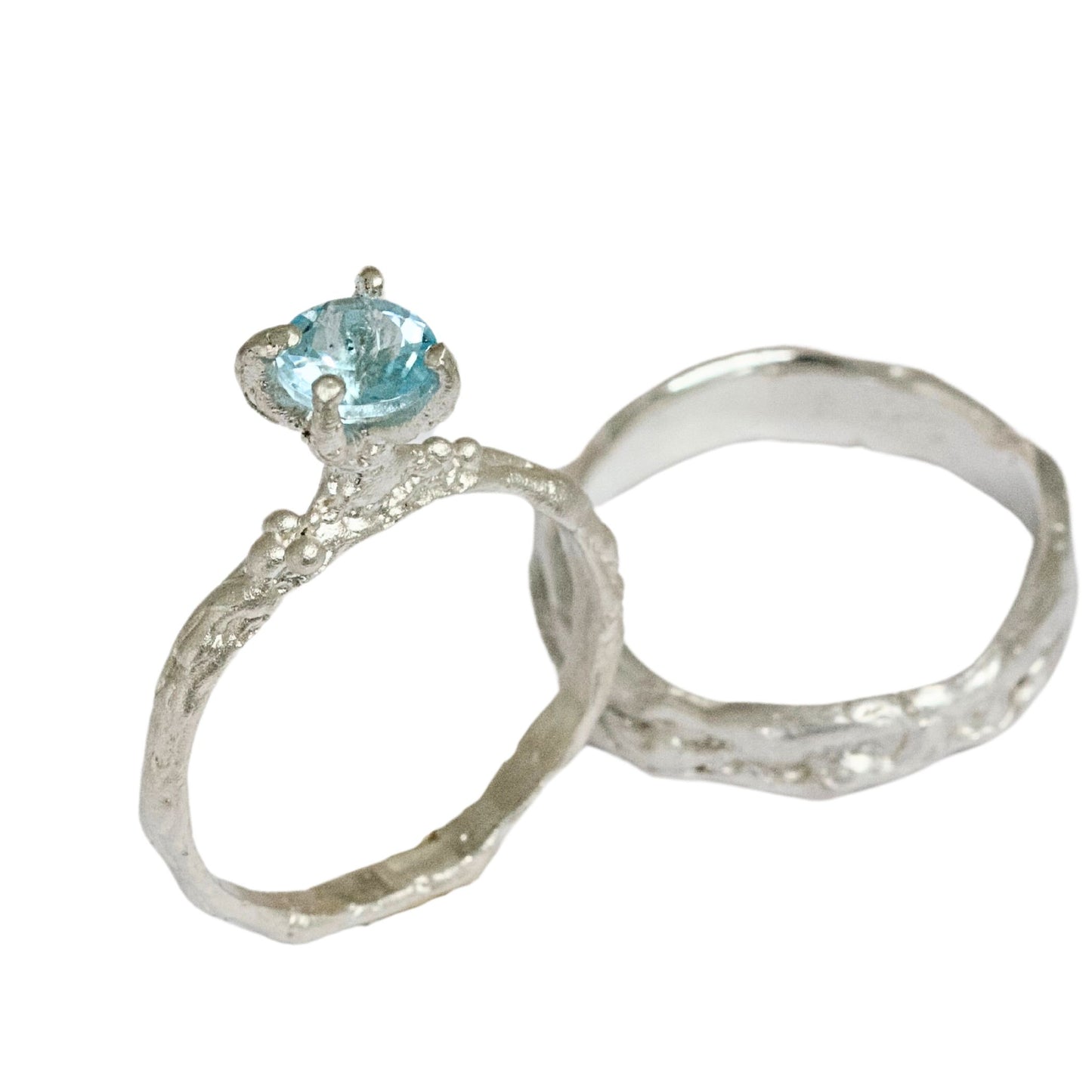 Caroline Brook Jewellery Silver Organic Earth Ring. High set textured ring.