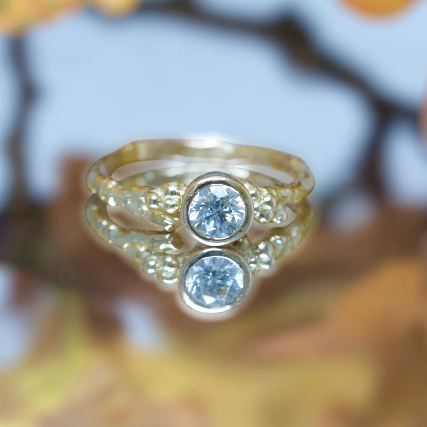 The Aurora Ring, 14 Carat Gold and Diamond Twig Engagement Ring