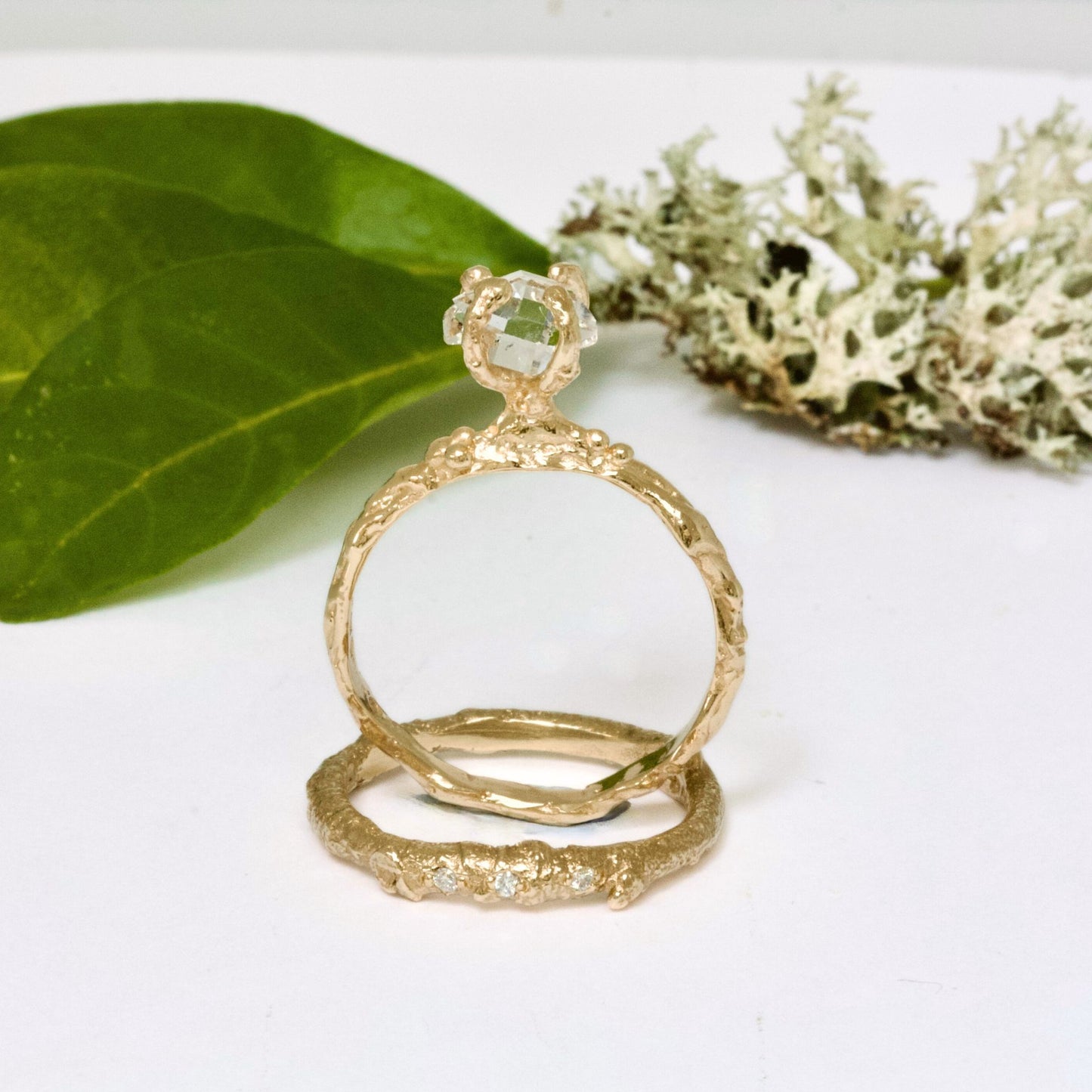 9ct gold twig rings