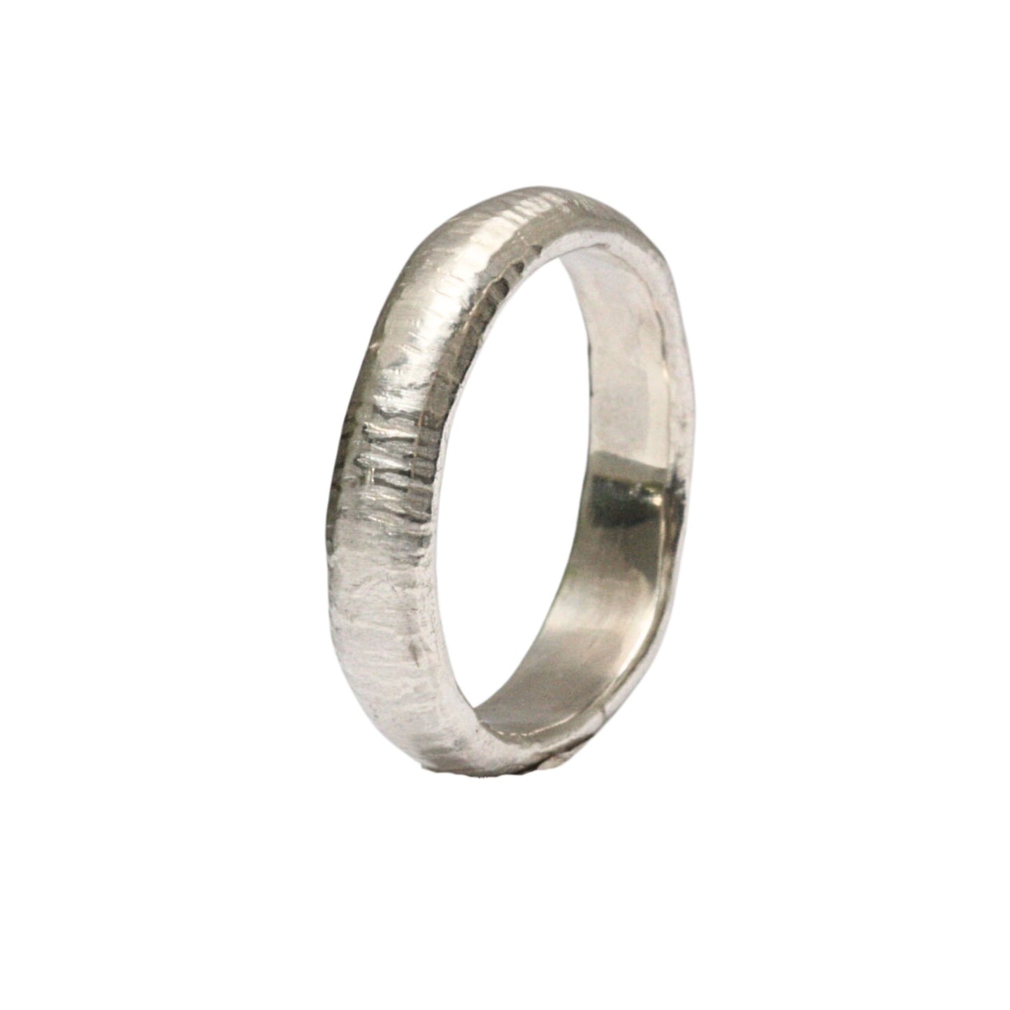 5mm organic textured gold wedding band