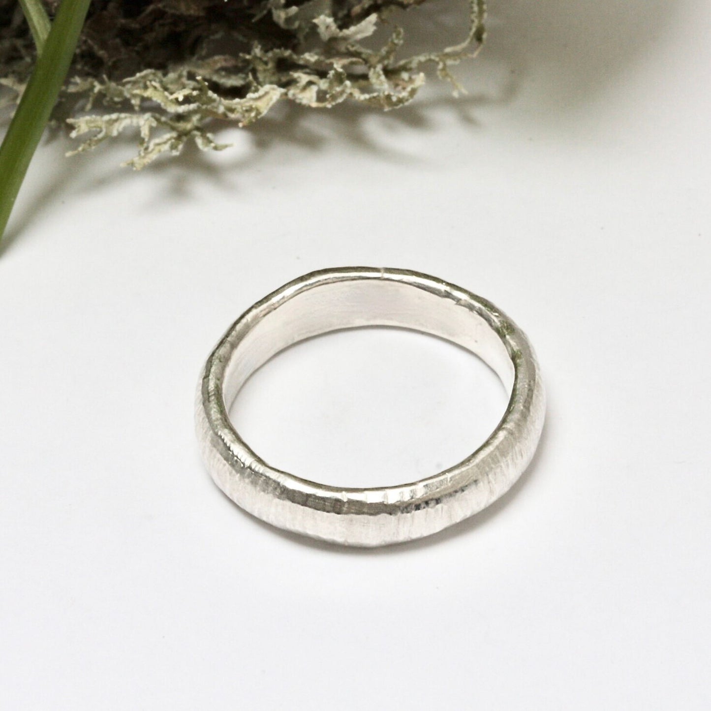 Organic recycled gold wedding band inspired by the seashore