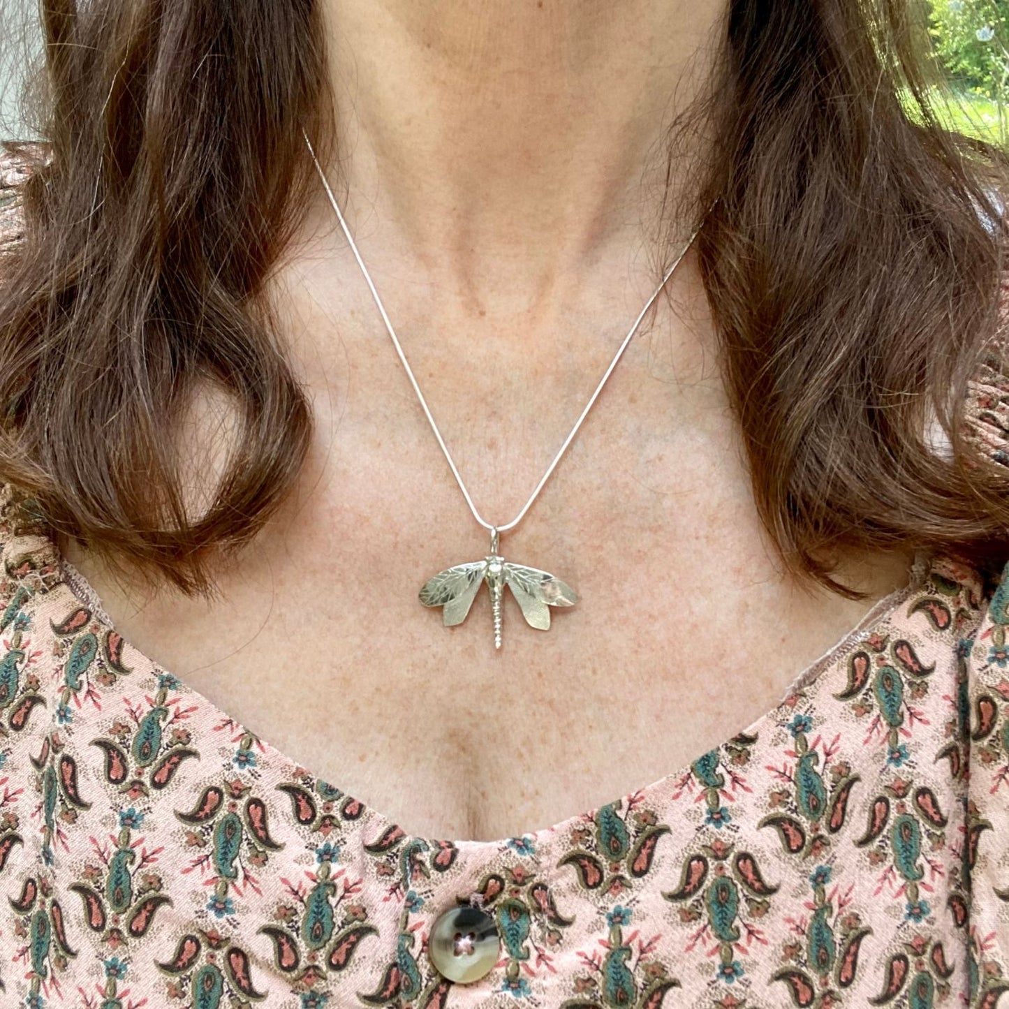 Handmade Silver Dragonfly Necklace-dragonfly pendant-large dragonfly necklace