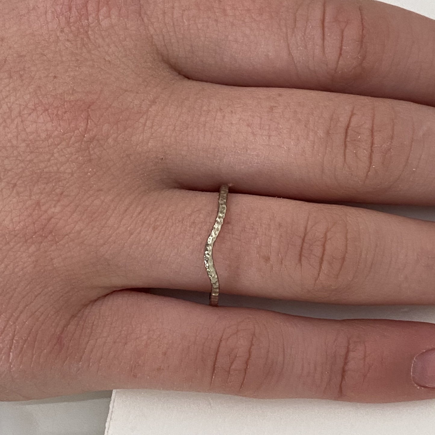 Handmade 18ct White Gold Slim Wedding Band-Shaped Skinny Wedding Ring