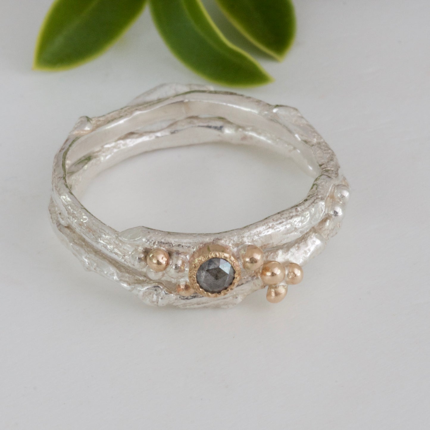 twig engagement and wedding ring set