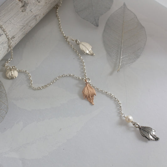 Tumbling Leaf Lariat Necklace