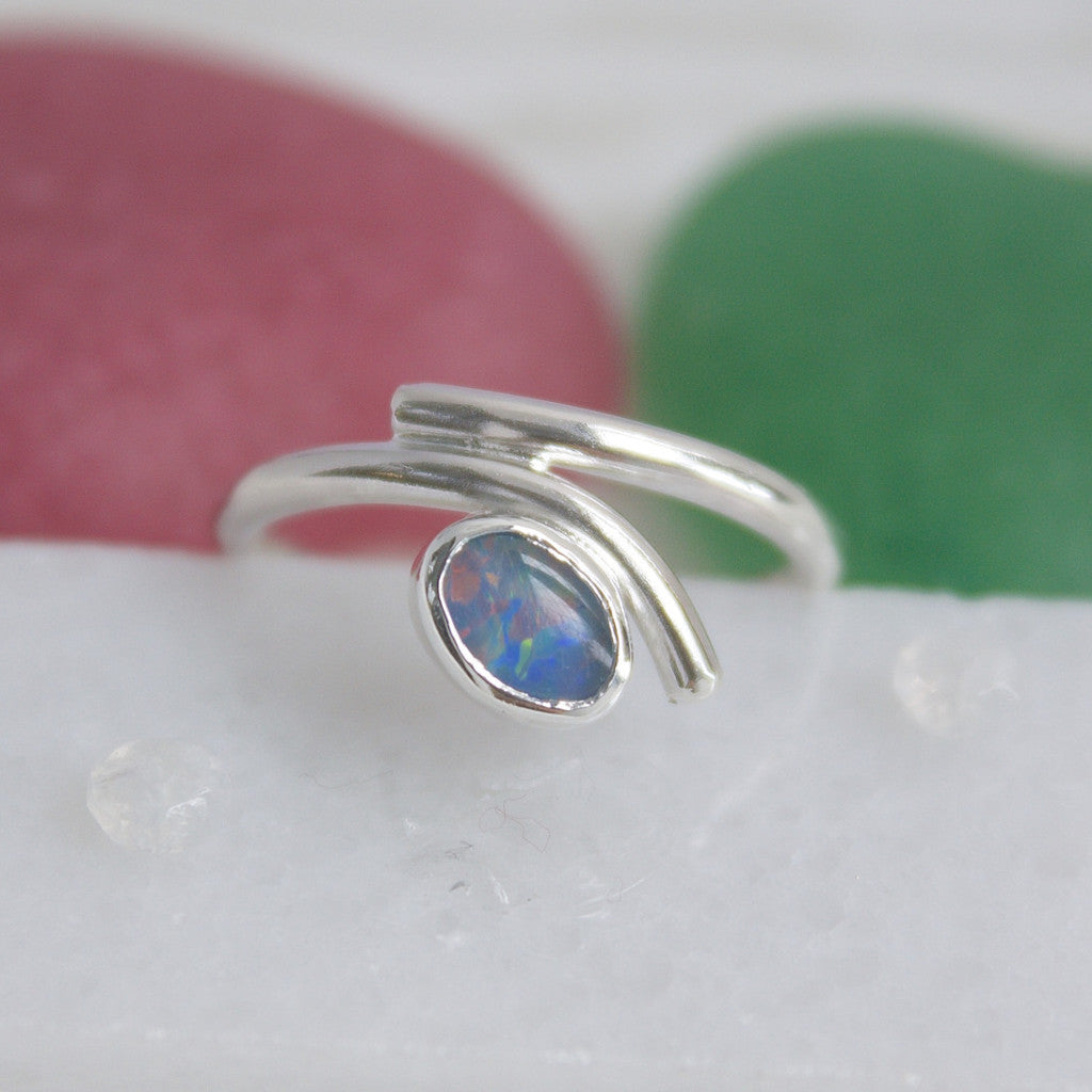 Opal Ring, Silver and Opal Ring, October Birthstone