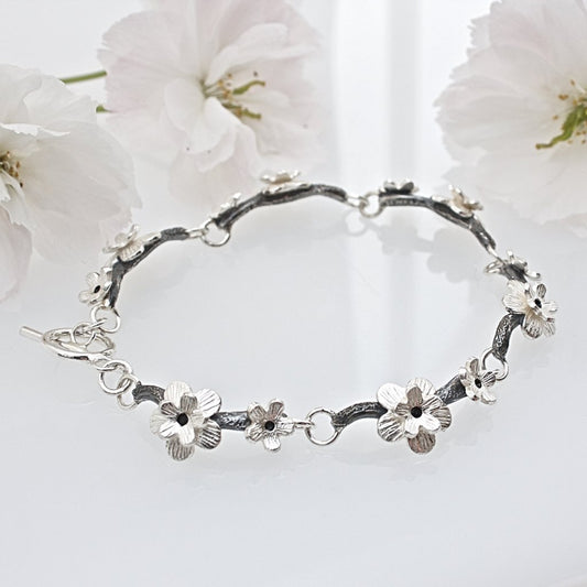 Silver Cherry Blossom Bracelet