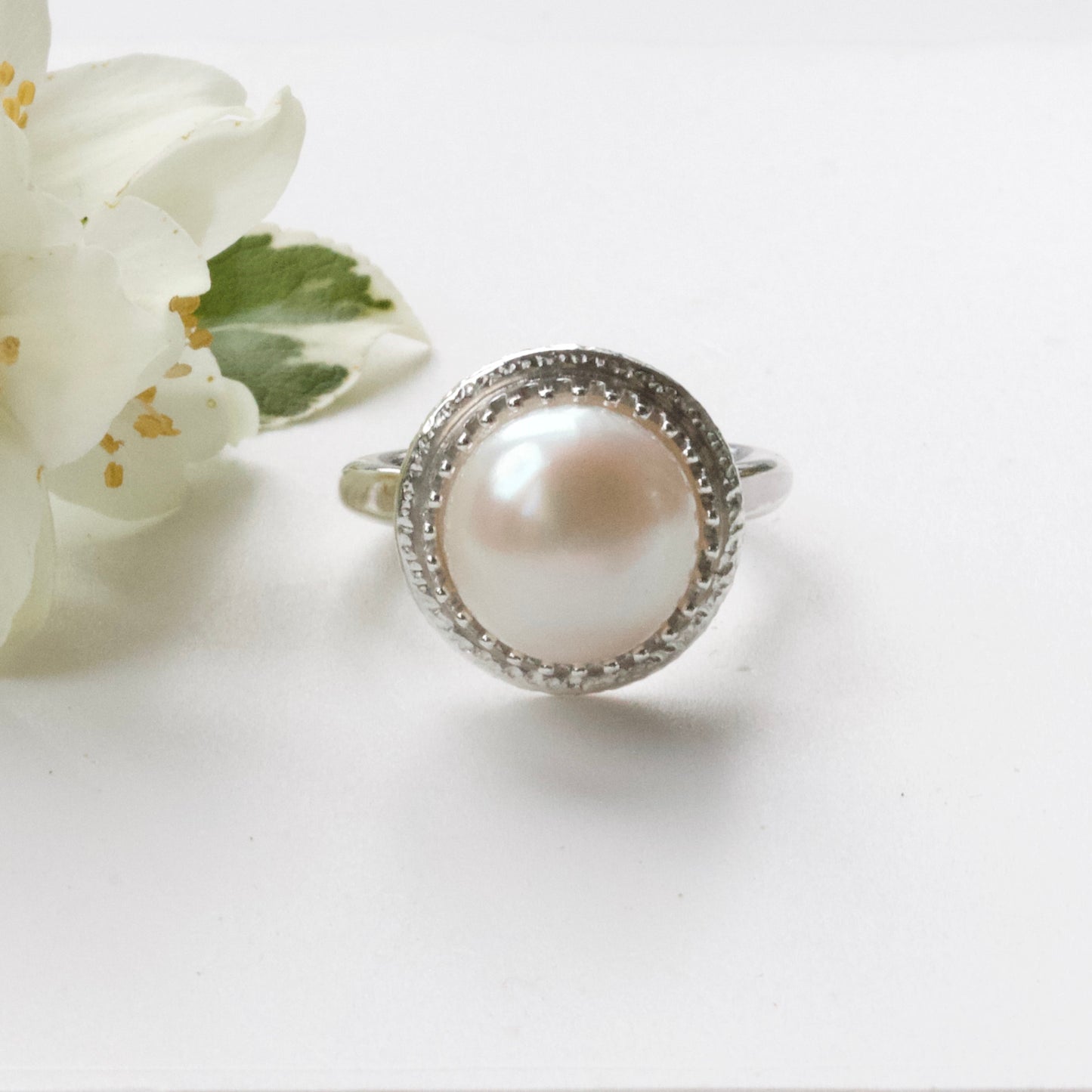 Large Pearl Ring-Pearl Cocktail Ring-Pearl Engagement Ring-June Birthstone