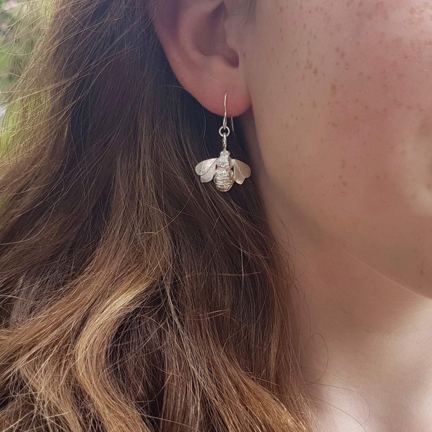 Bee Earrings-silver bee earrings-bee jewellery