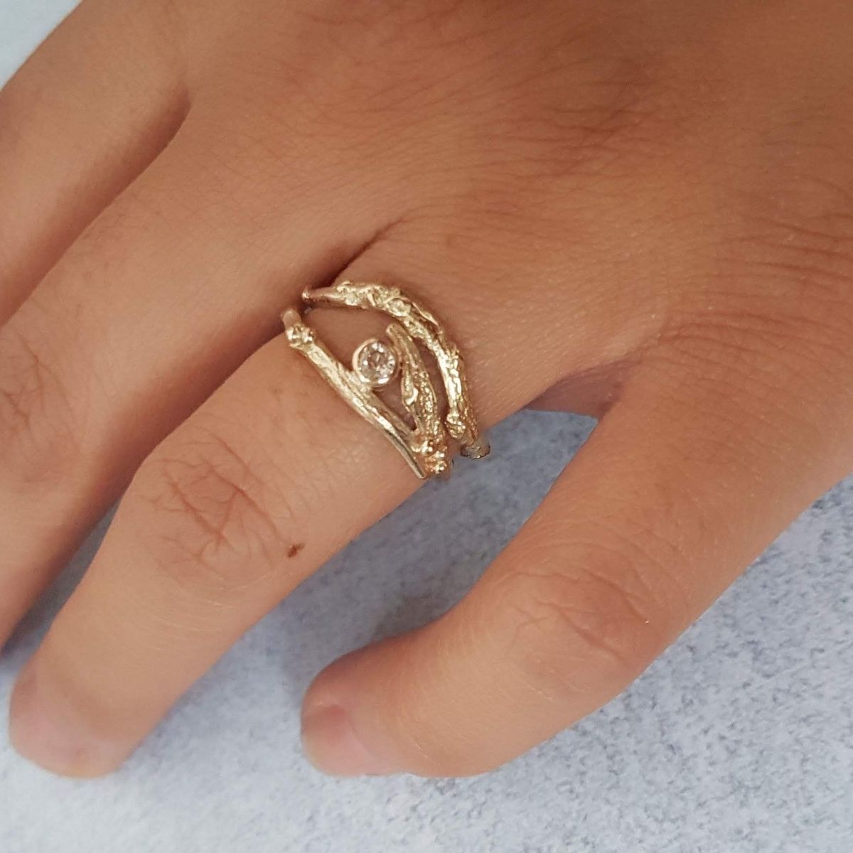 twig engagement and wedding ring set