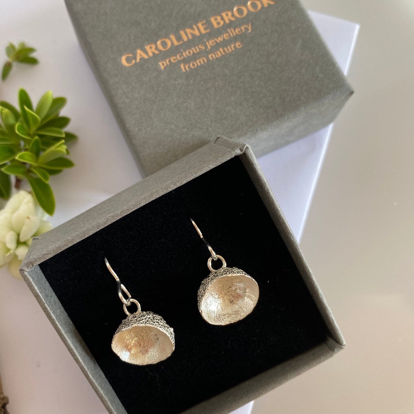 Silver Acorn Cup Earrings-acorn cups-woodland earrings-nature jewellery