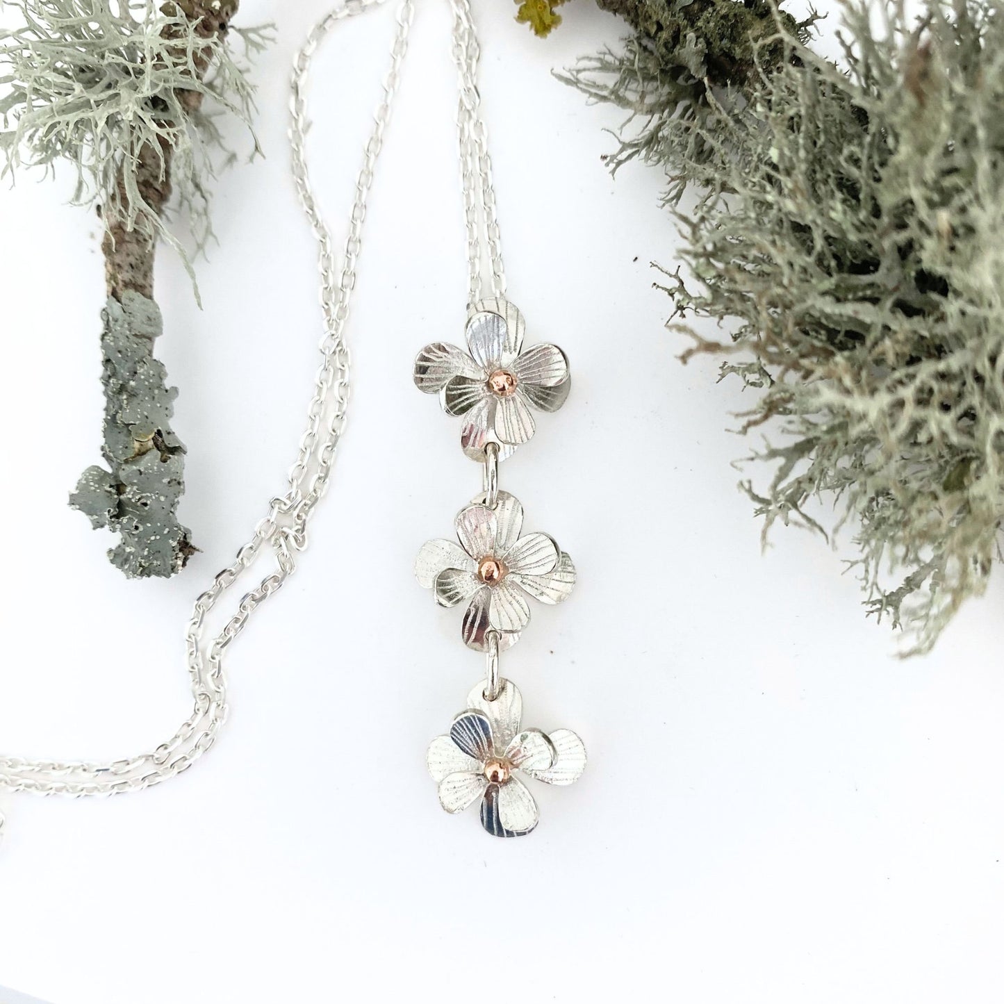 Silver and Rose Gold Daisy Chain Necklace