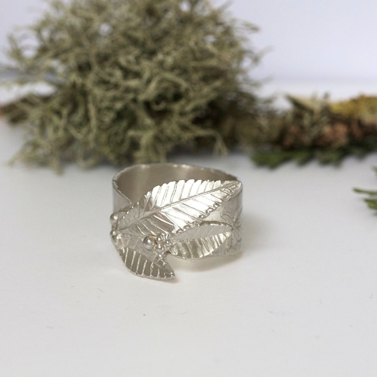 handmade leaf and flower ring