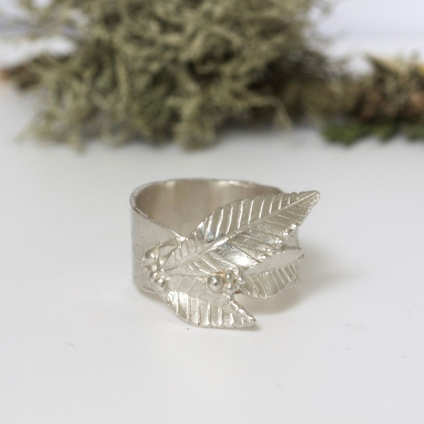 unique leaf ring handmade in sterling silver