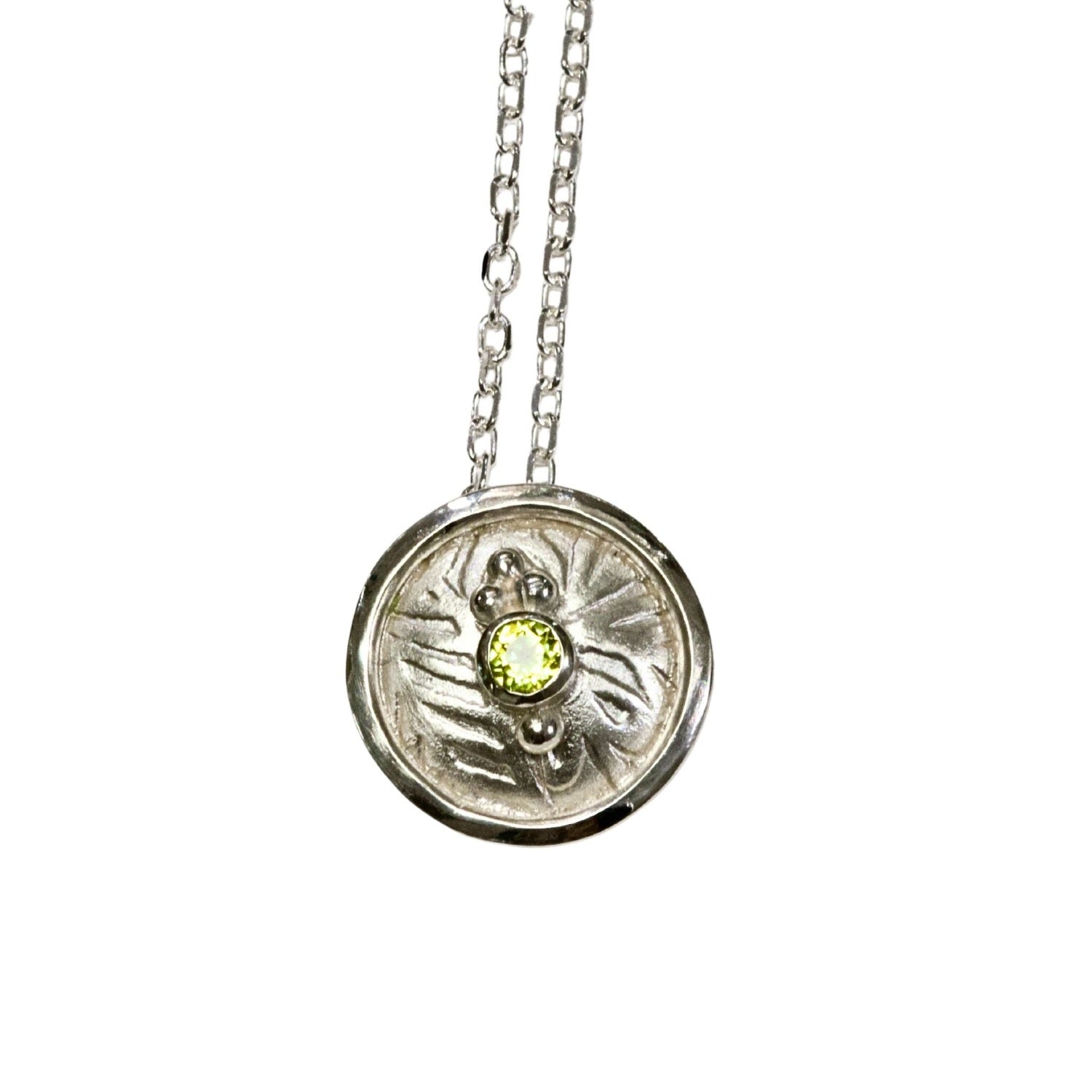 Boudicca Silver Shield Necklace with peridot