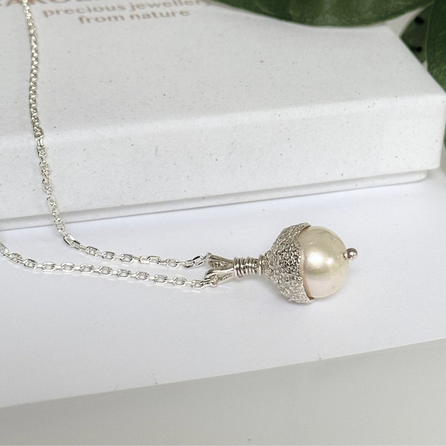 Pearl Acorn Silver Pendant