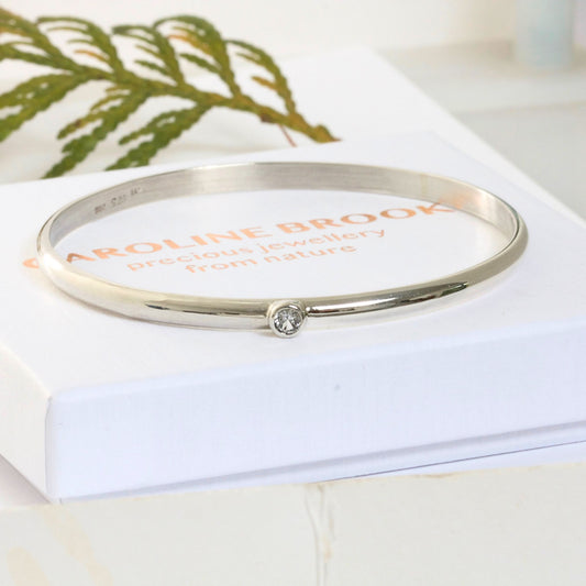 The Polished Birthstone Bangle in Sterling Silver