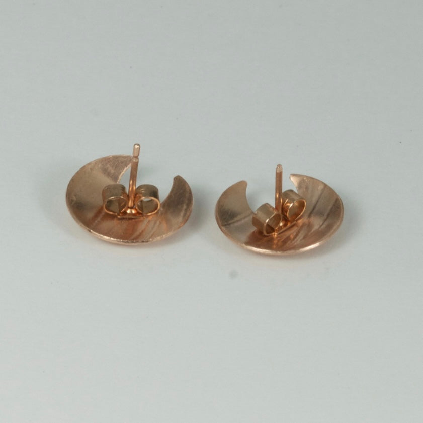 Rose Gold Vermeil Crescent Moon Stud Earrings
