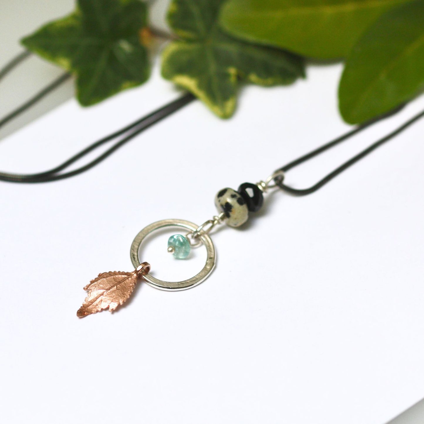 Silver Dreamcatcher Leaf Necklace