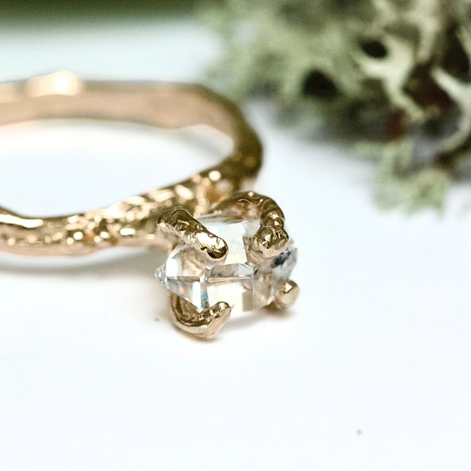 Herkimer Quartz 9ct Solid Gold Engagement Ring