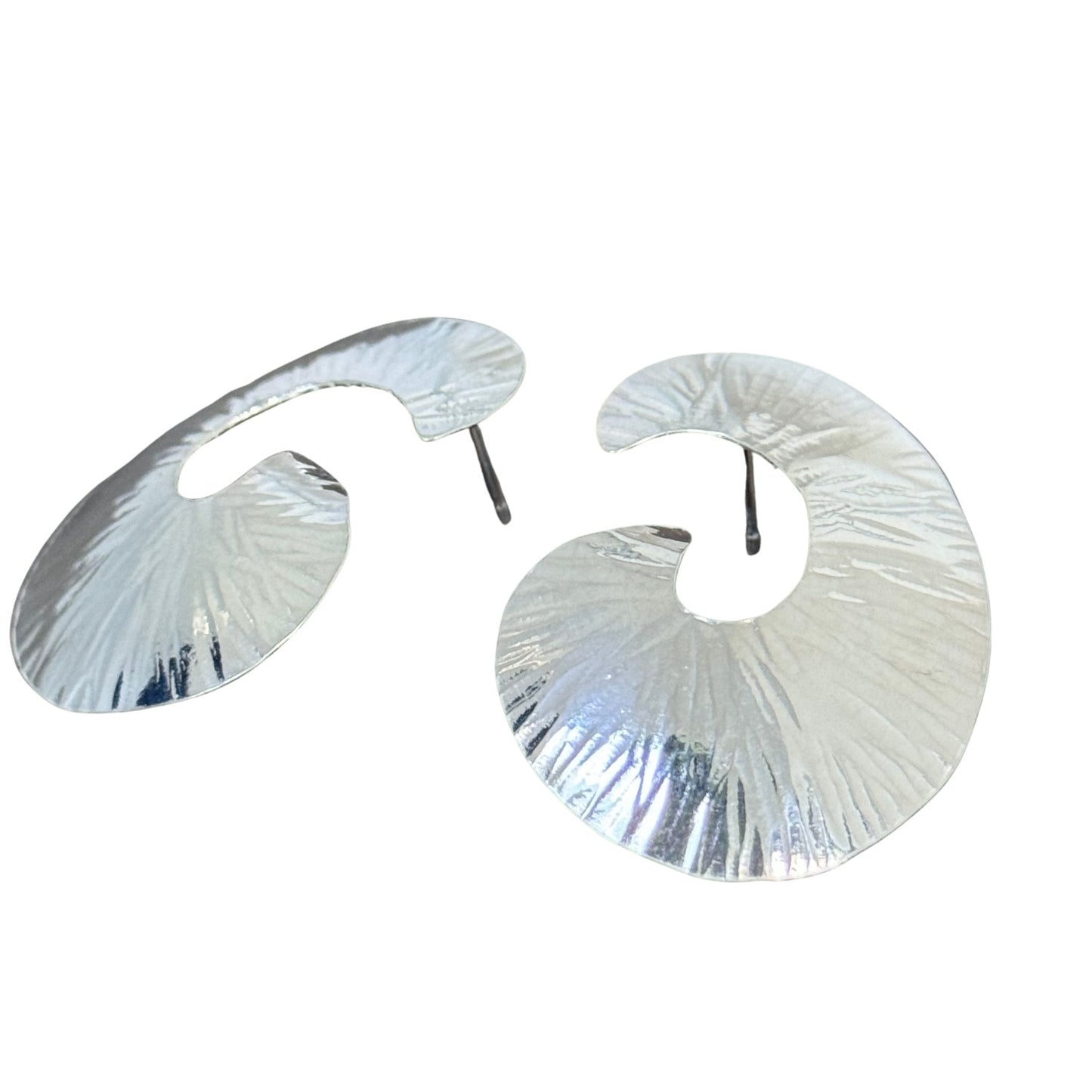 ammonite silver swirl earrings