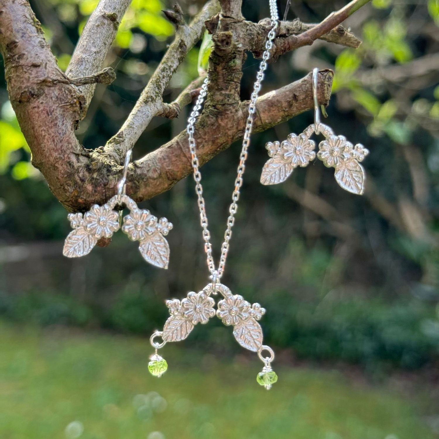 elven woodland flower jewellery set