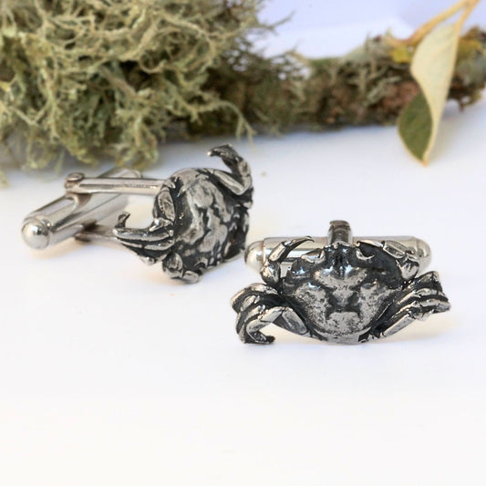 silver crab cufflinks