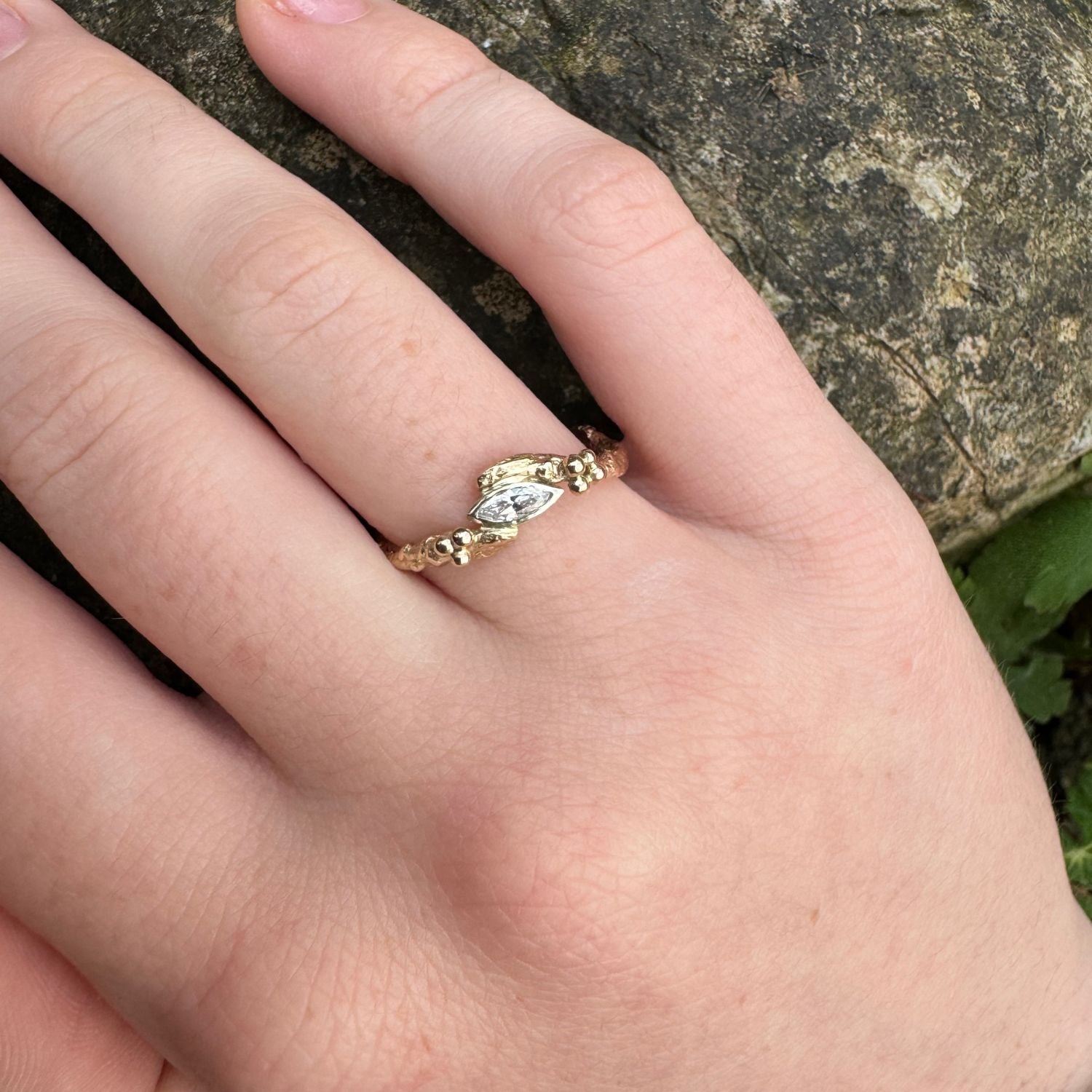 diamond nature engagement ring