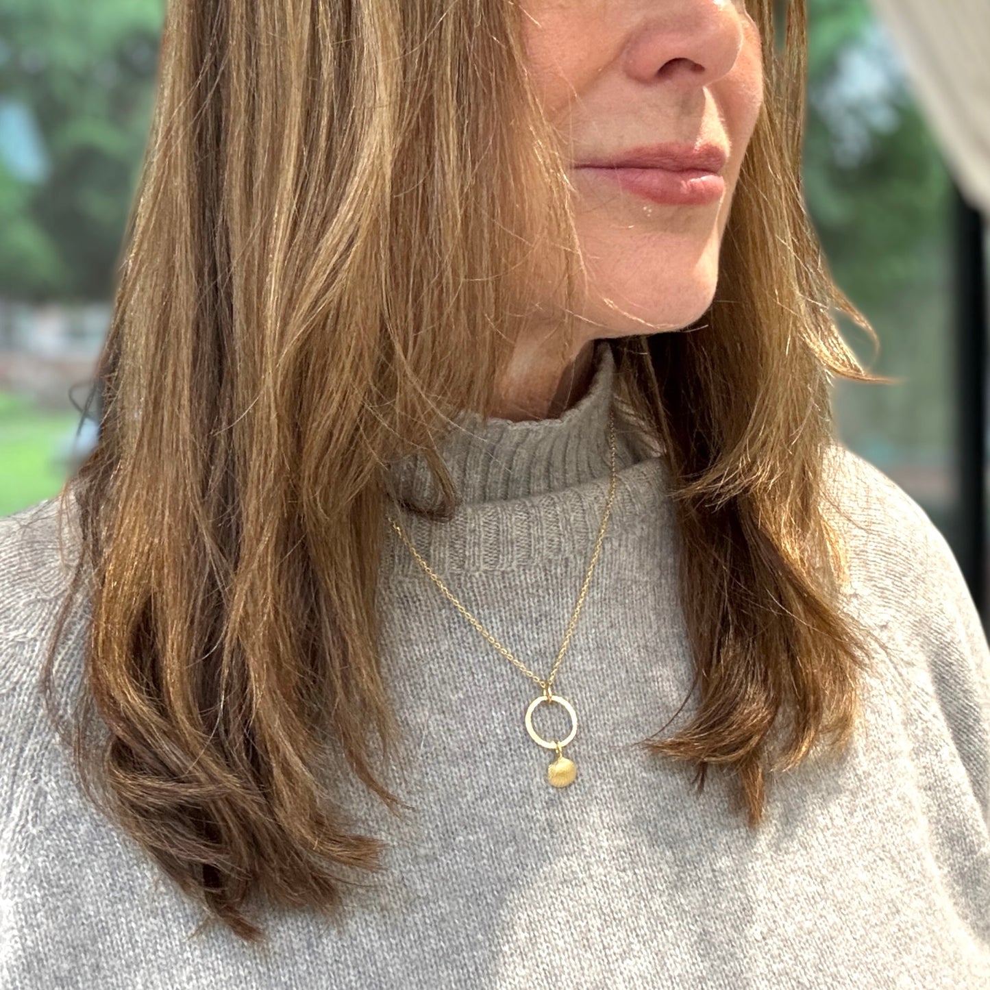 Dainty Gold Vermeil Circle Necklace and Shell Charm