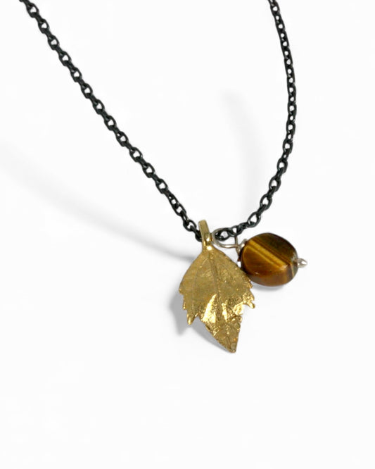 Autumn Leaf & Tiger’s Eye Necklace