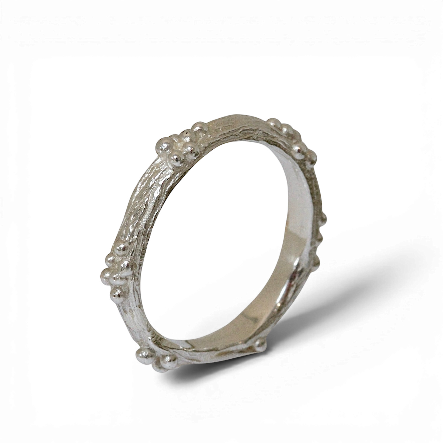 Berry and twig silver ring