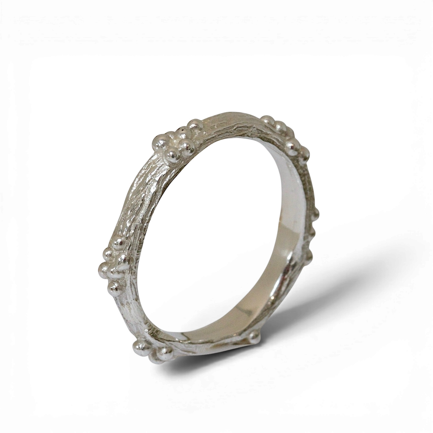 Berry and twig silver ring