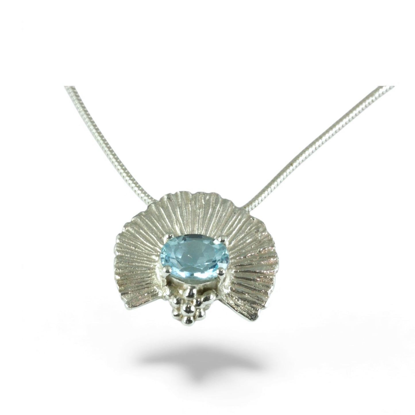 Sky Blue Topaz Fan Pendant in Sterling Silver
