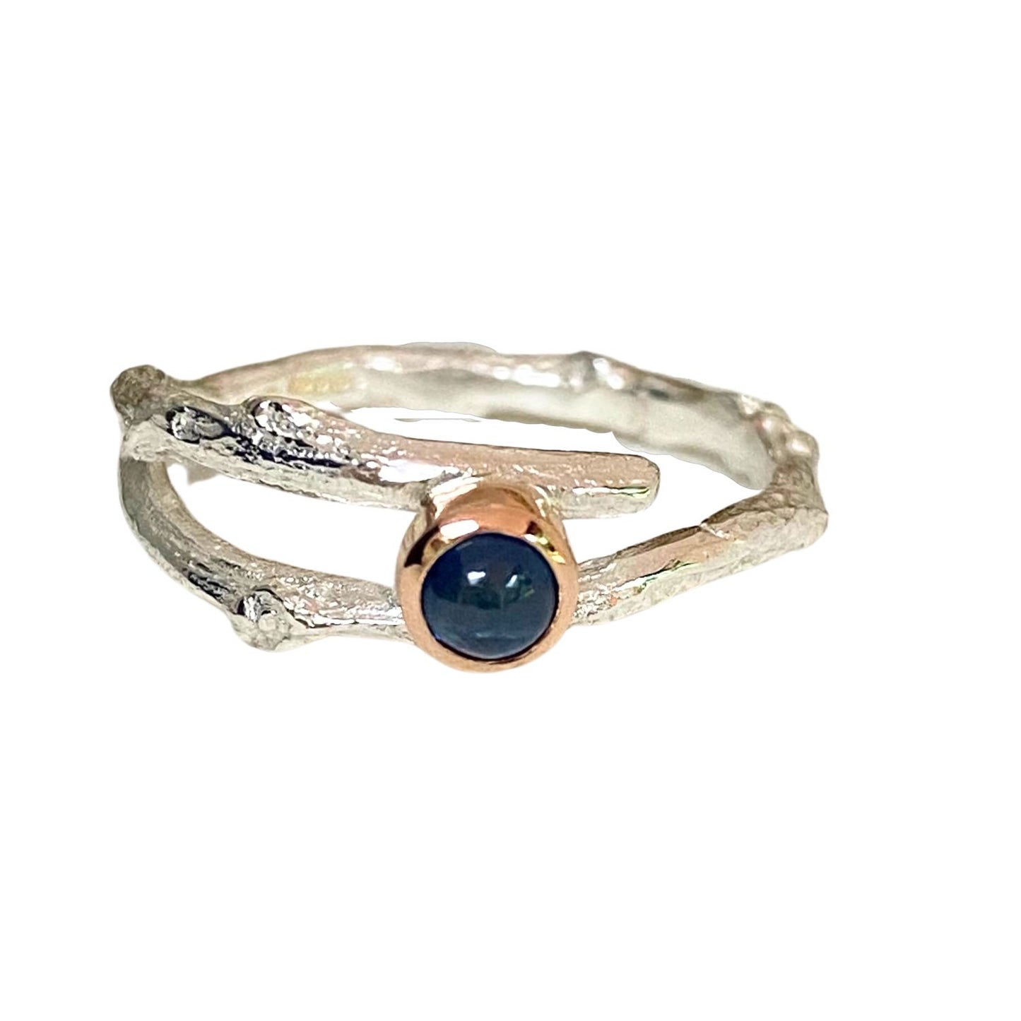 Sapphire Woodland Twig Ring, Cabochon Sapphire Engagement Ring