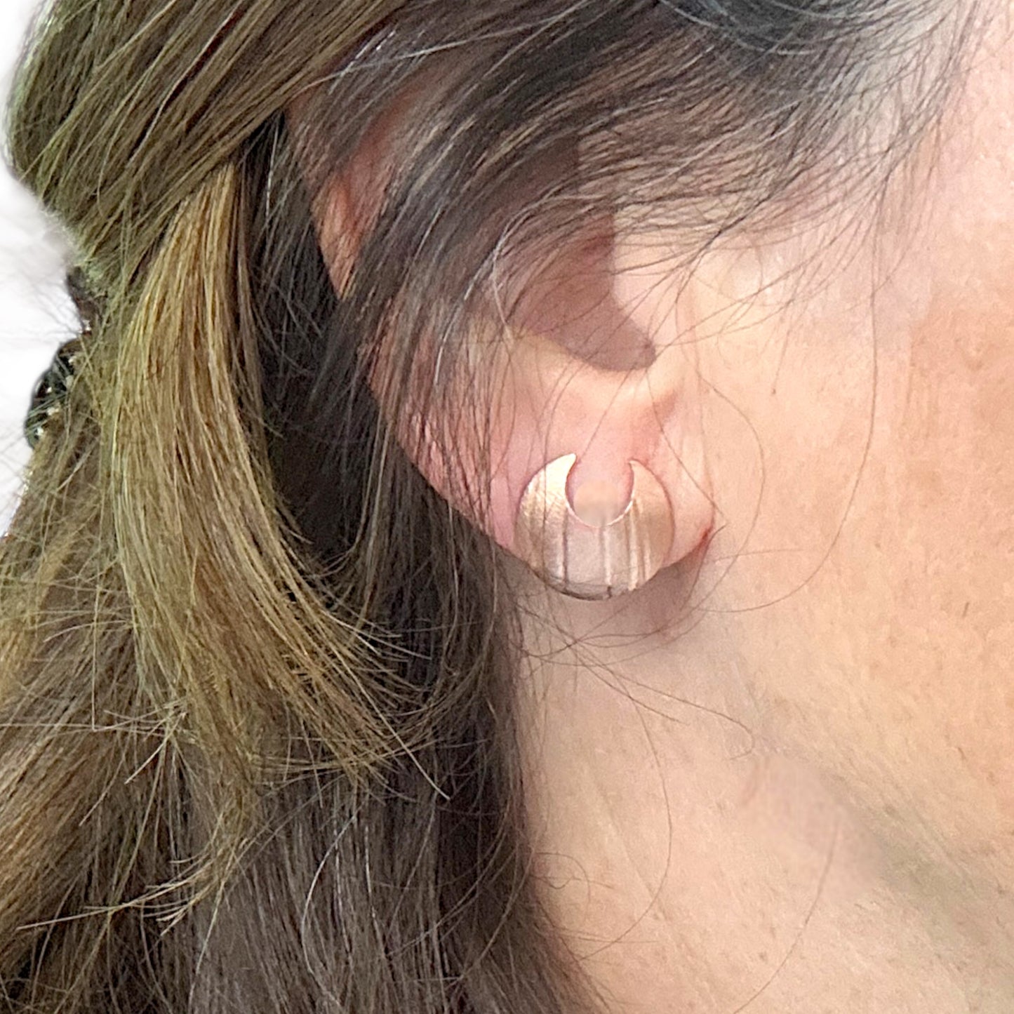 Rose Gold Vermeil Crescent Moon Stud Earrings