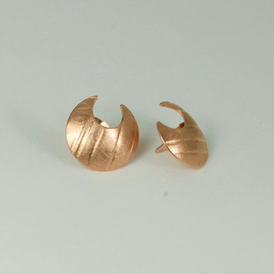 Rose Gold Vermeil Crescent Moon Stud Earrings