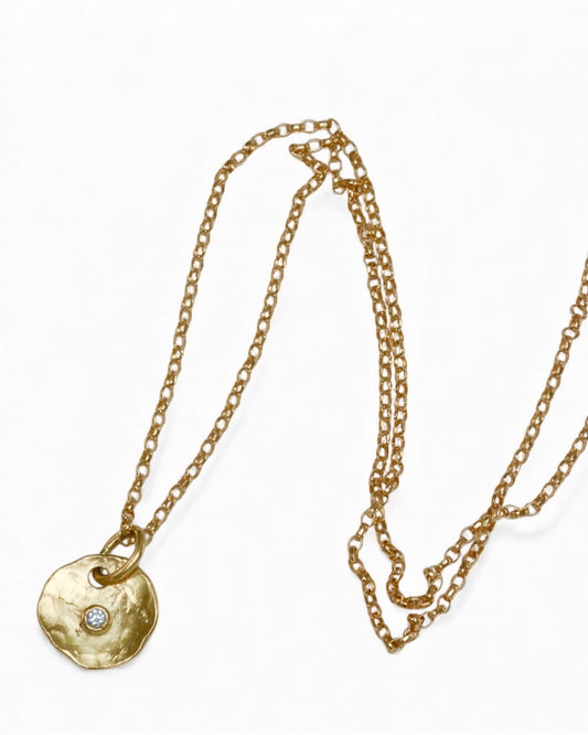 Tiny Diamond Necklace, Solid 18 carat Gold Diamond Pendant