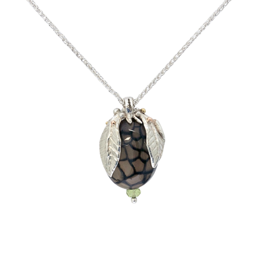Forest Dawn Pendant, Silver and Gold Leaf Necklace
