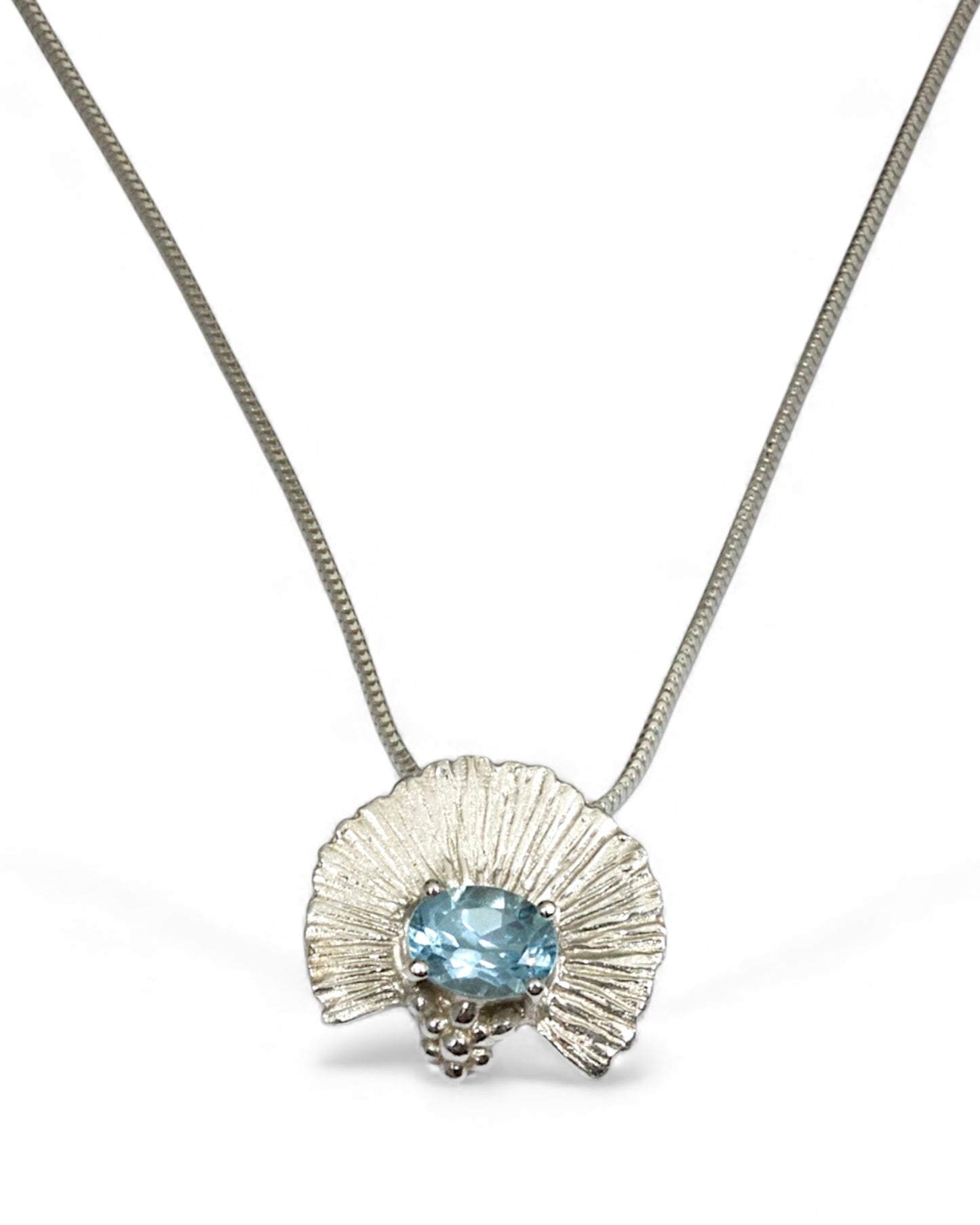 Sky Blue Topaz Fan Pendant in Sterling Silver